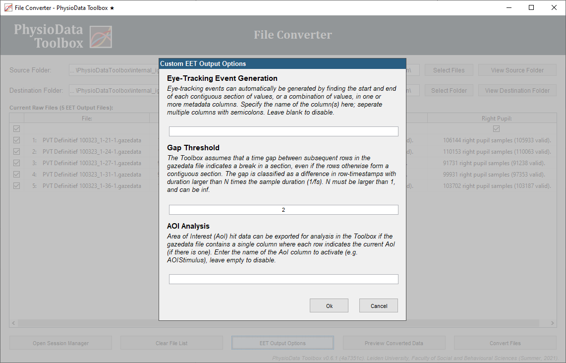 EET custom options